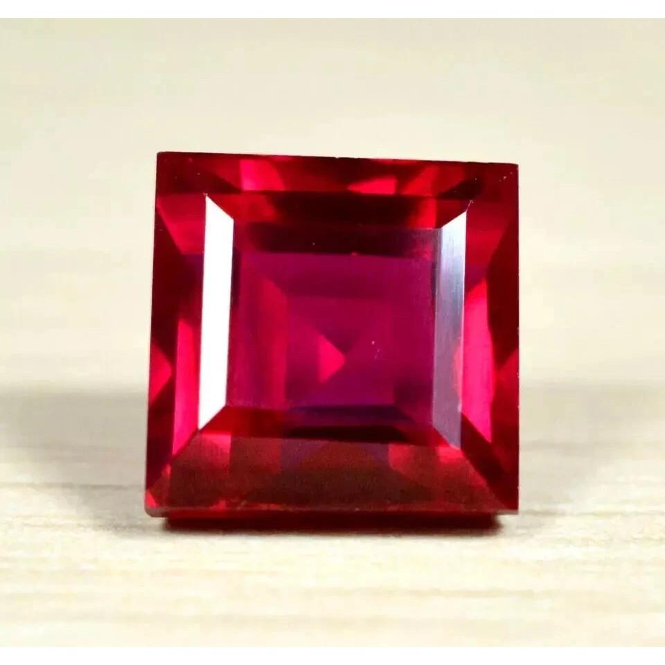 Certified Natural Mogok Blood Red Ruby Square Cut 8-9 Ct Stunning Gemstone