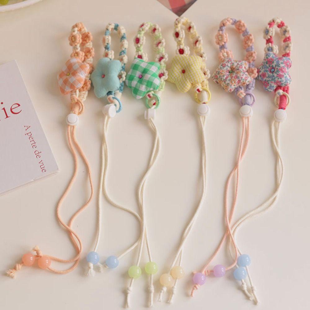 Hand-woven Mobile Phone Lanyard Anti-Lost Knitting Flower Smart Phone Strap  Mobile Phone Case