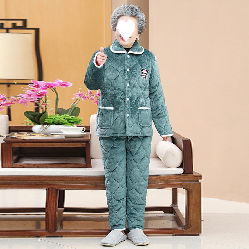 Homewear women's three-layer thickened pajamas winter clothing velvet padded set