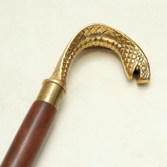 93.98 cm Serpent Handle Walking Stick Handmade Twisted Wood Cane with Brass Snake Head Custom Gift for Men and Women