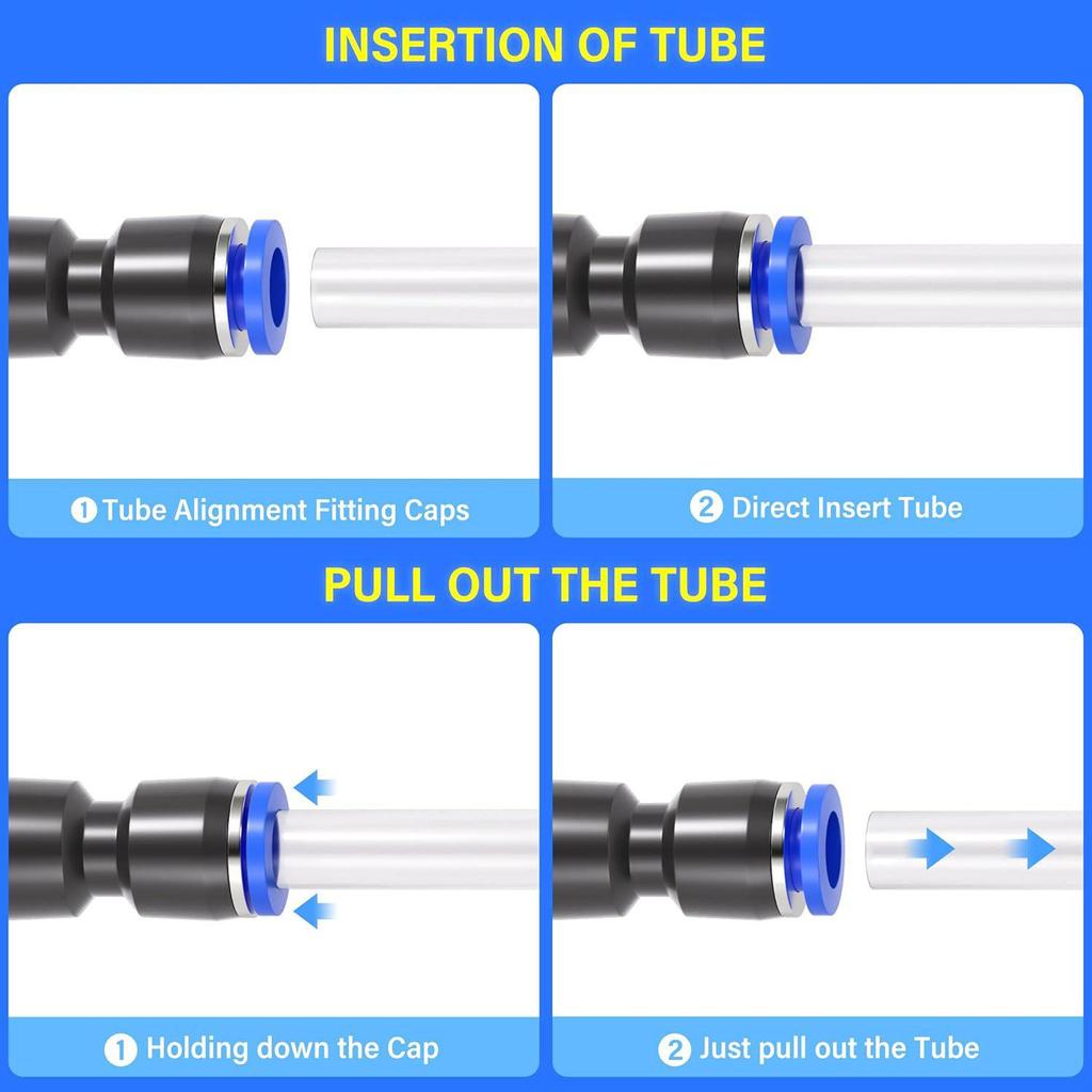 PU Pneumatic Straight Push-in Connector Set - 50pcs (4/6/8/10/12mm)