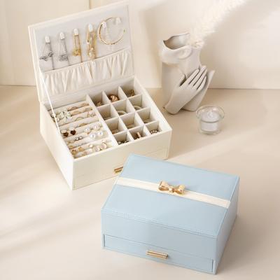 Princess Jewelry Box Storage Box Leather Large-capacity Stud Earrings Ring Necklace Box Exquisite High-end Jewelry Storage