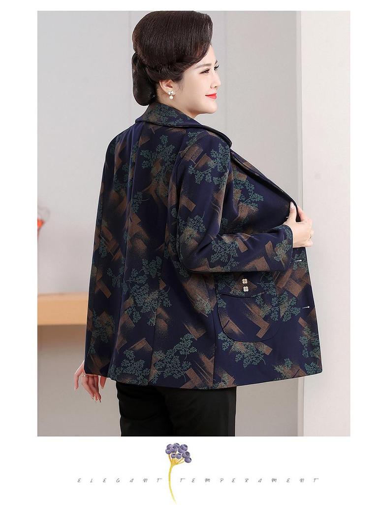 Grandma's Chic Lapel Jacket: Stylish Loose-Fit Outerwear for Middle-Aged & Elderly Women