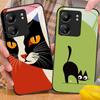 Kočky pijící kávu pro Xiaomi Redmi 13C Note13 12 Pro Plus 5G Note 9 13T Pro POCO X6 F5 F6 Černý kryt na telefon z tvrzeného skla