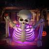 Halloween Skeleton with Different Light Colors, Holiday Party Home Haunted House Yard Art, Indoor Lawn Stakes Garden Halloween Skeleton Decoration