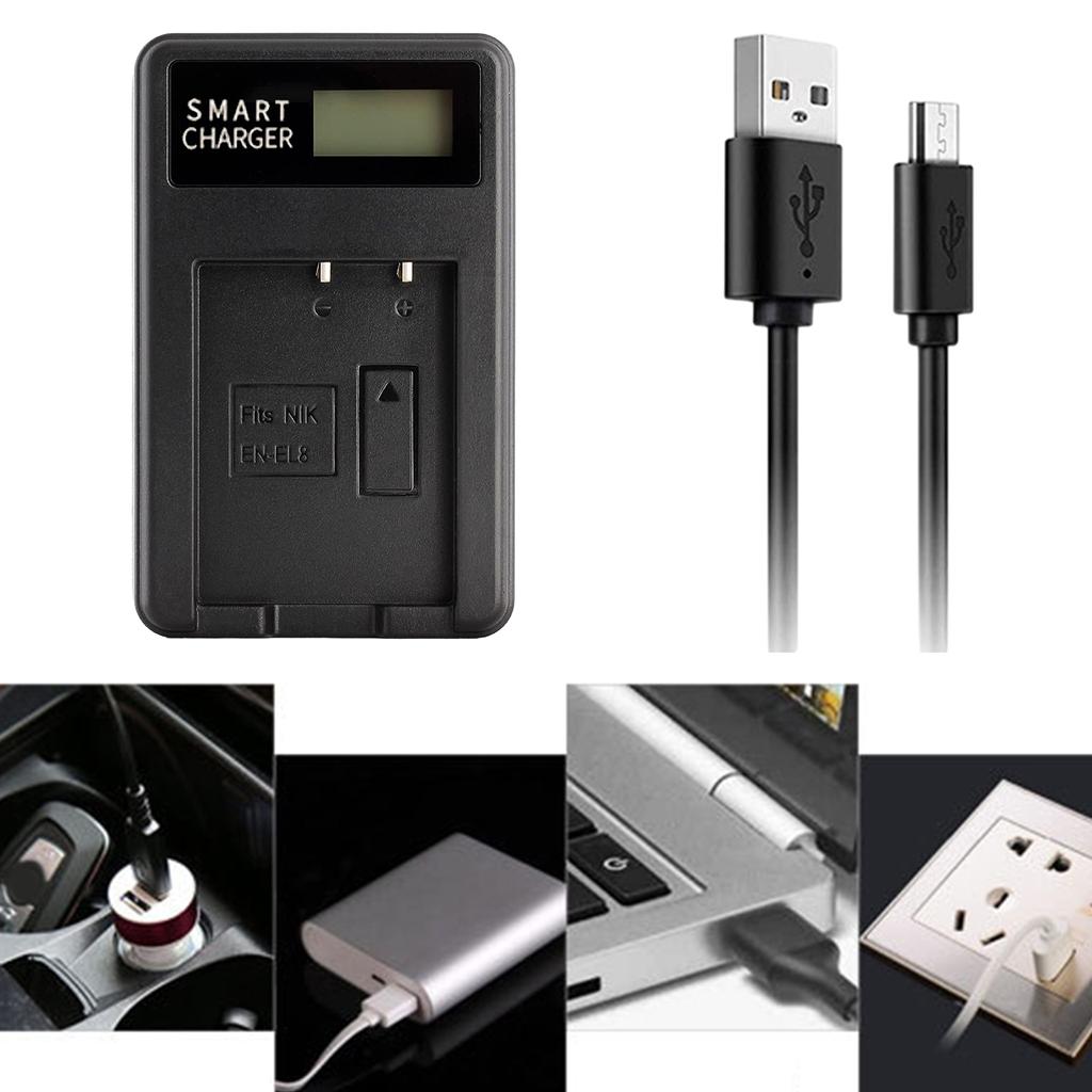 EN-EL8 Battery Charger Battery LCD USB Charger Charging Dock for Coolpix S52C S50 S51 P1 P2 S51C S52 S7c S50C Camera