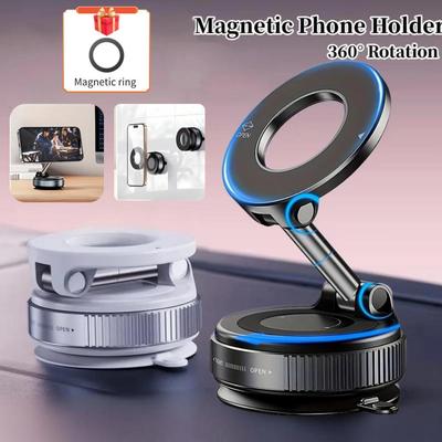 Strong Magnetic Car Phone Holder Mount Vacuum Adsorption Manual Suction Cup 360 Rotating Folding Phone Holder for Smartphones Wall Lazy Phone Bracket