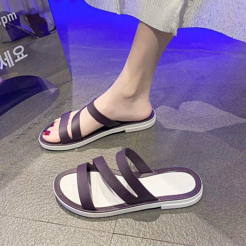 Non-slip Internet celebrity cool slippers women's 2025 spring and summer new outer wear beach shoes open-toed soft-soled sandals waterproof slippers