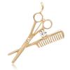 Men's Korean Barber Brooch: Diamond Scissors and Comb Pin for Suits and Ties