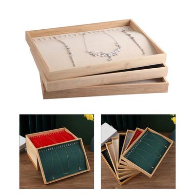 Wooden Jewelry Tray Showcase Display Stackable Necklace Bracelet Rings Showcase Plate Organizer Jewelry Holder Gift