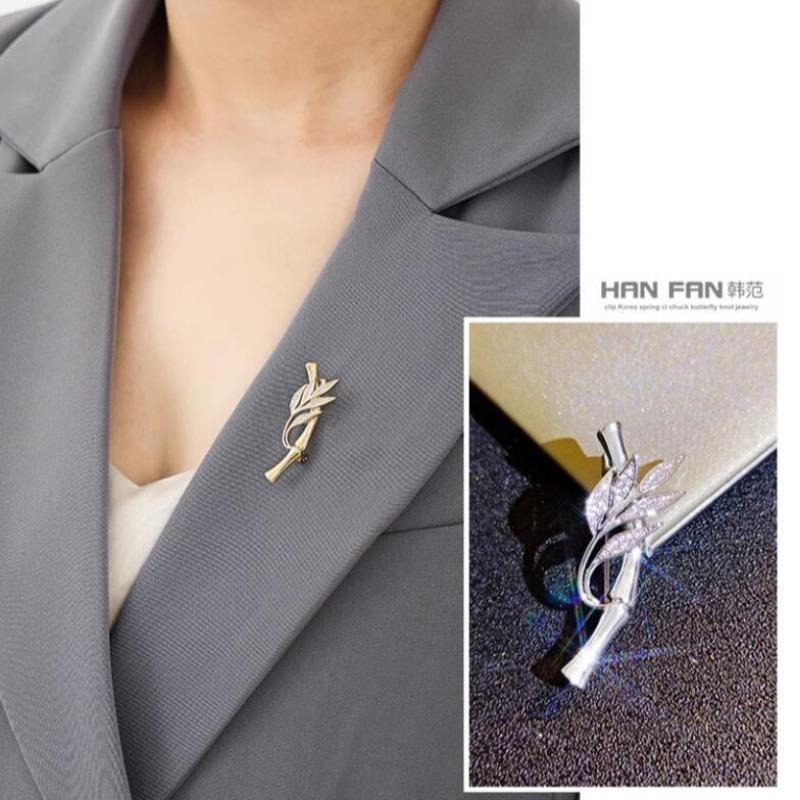 1Pc Creative Bamboo Brooch Fashionable and Exquisite Pin Charm Trend Shining Jewelry Accessories Party Festival Gift Souvenir