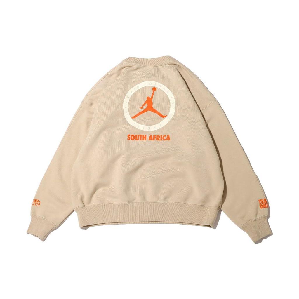 Jordan Pure Color Logo Print Back Graphic Crew Neck Sweatshirt Women Tops Khaki DV7014-206