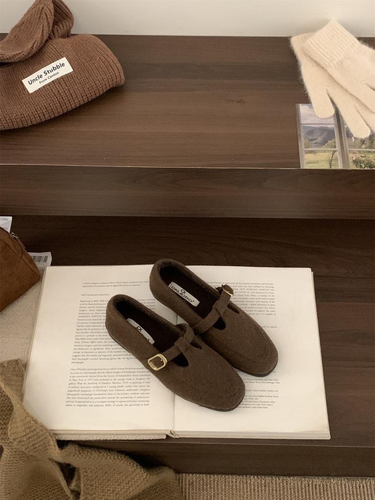 Flat single shoes women's 2025 new autumn retro square head Mary Jane women's shoes gentle evening shoes leopard print beanie shoes