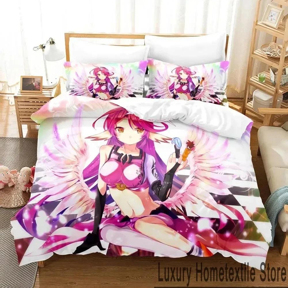 Anime No Game No Life Bed Cover Collection Comforter Cover Bed Collection Quilt Cover Pillowcase Comforter king Queen Size Size Boys Adult Bed Cover