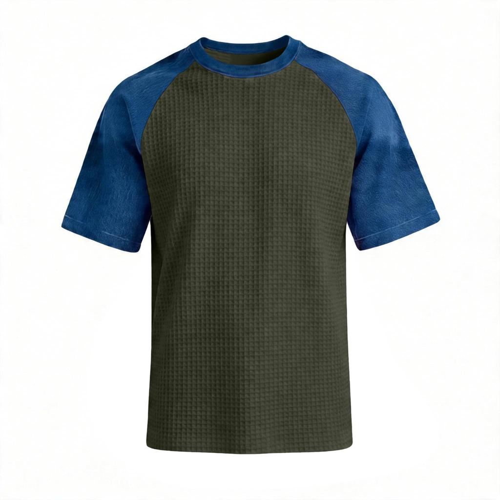 Women’s Casual Vintage Lightweight Plus Size Waffle Knit Raglan Crewneck Top Loose Fit Short Sleeve Pullover Shirt