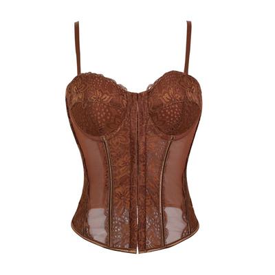 Sexy Lace Mesh Perspective Boned Women Waist Trainer Camisole Shapewear Top