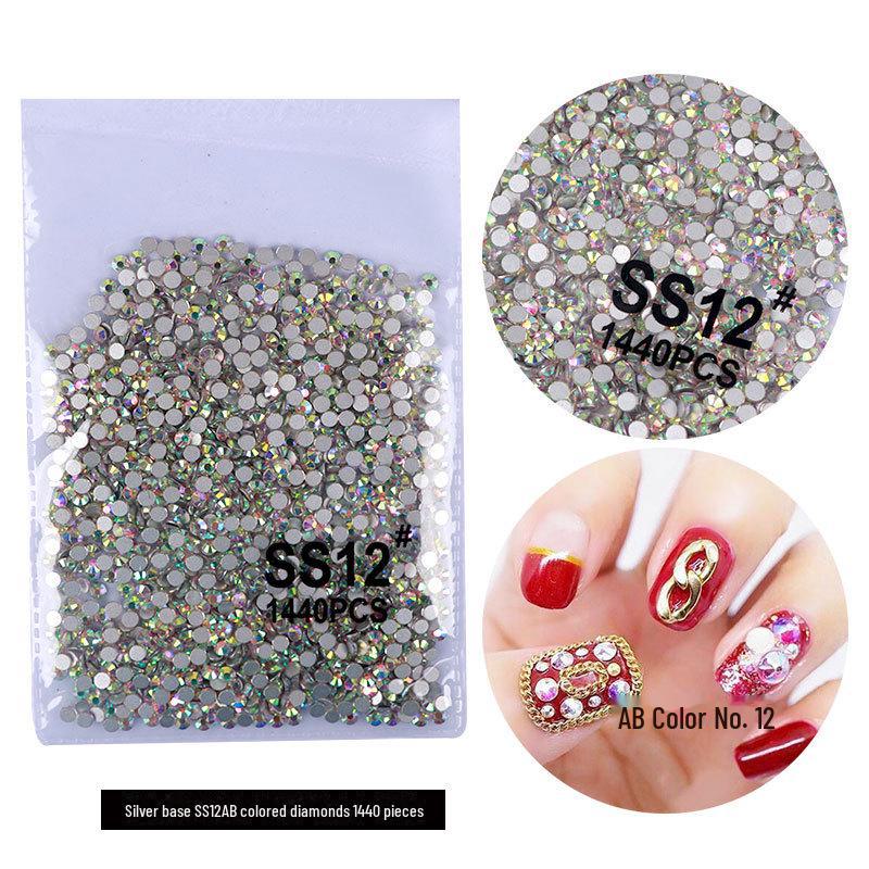 

Серебряно-белые чешские стразы AB Fantasy Color для дизайна ногтей с бриллиантами - Super Flash, с плоским дном, не опадают