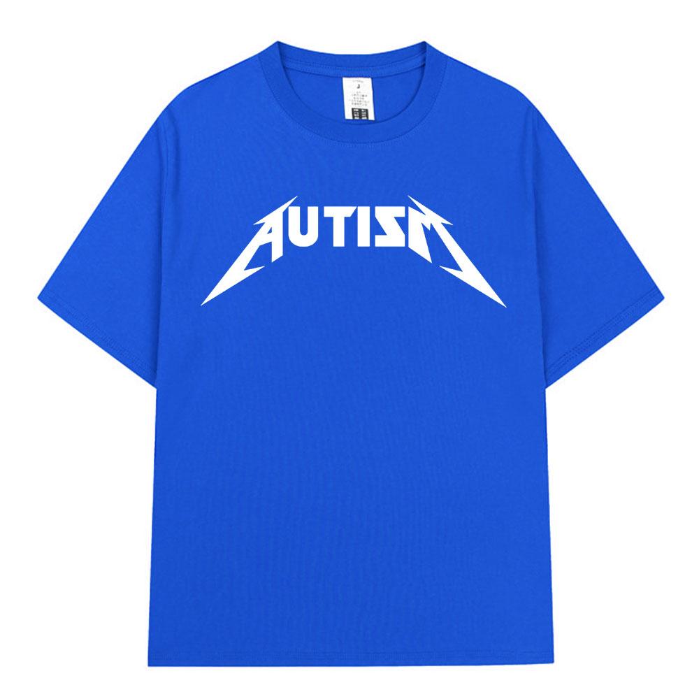 Autism Metal Rock Meme T-shirt Men Women Fashion Hip Hop Short Sleeve Oversized T-shirts 100% Cotton Comfort T Shirts Streetwear