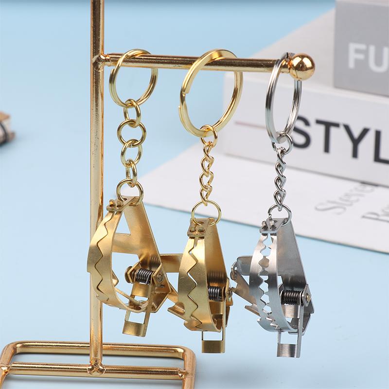 Creativity Metal Mini Mousetrap Clip Keychain Toy Keychain High-Quality Personalized Pendant Keyring Jewelry Accessories Gift