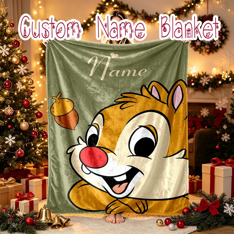 1pc Snug Chip Dale Acorn Blanket, Custom Name Print Blanket, Perfect for Home, Couch, Bed, Picnic, Travel, Office