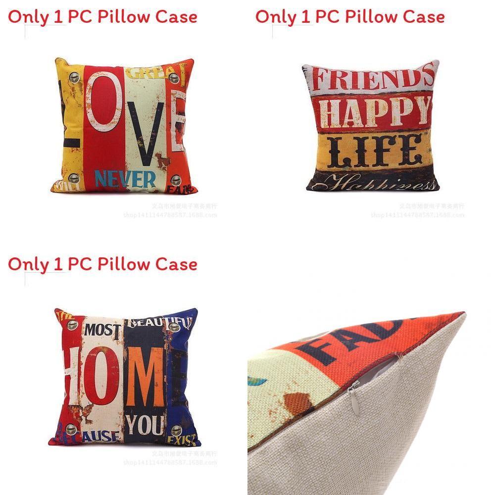 Premium Housse De Coussin Carr Coton Imprim Lettres Rtro Mlang For Timeless Elegance