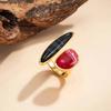 SHIXIN Vintage Irregular Brown Acrylic Rings Women Exaggerated Geometric Metal Open Ring Light Luxury Female Jewelry Accessories