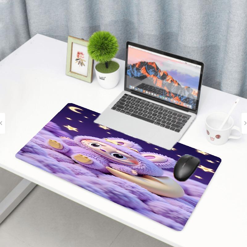 Labubu Print Mouse Pad, Anti‑Slip Desktop keyboard Mat, for PC Laptop Gaming Working Daily Use, Cool Festival Surprise Gift