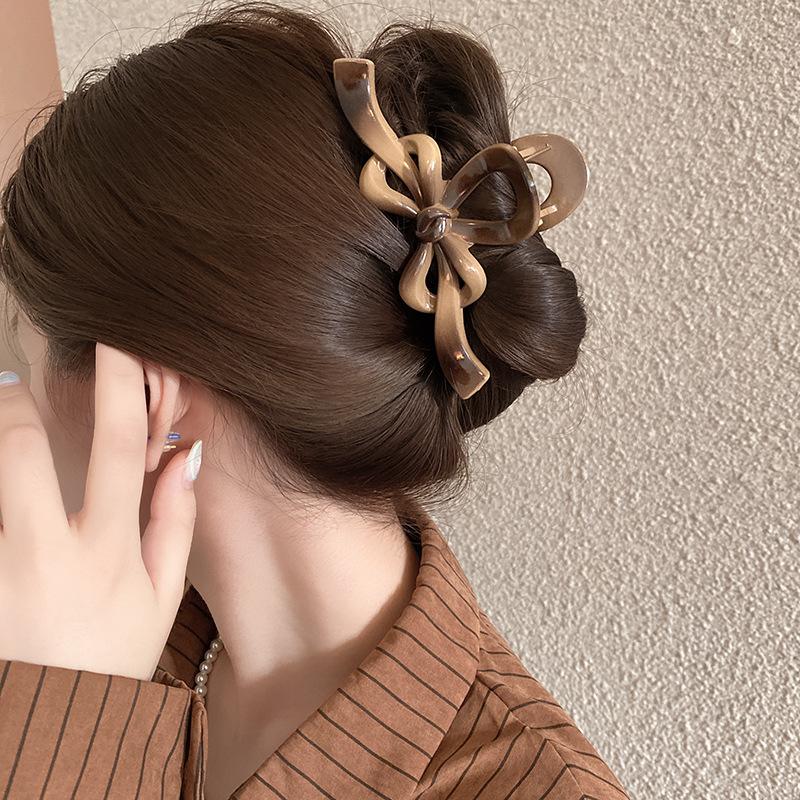 Bow grab clip women's large hair volume shark clip summer hairpin back head headdress
