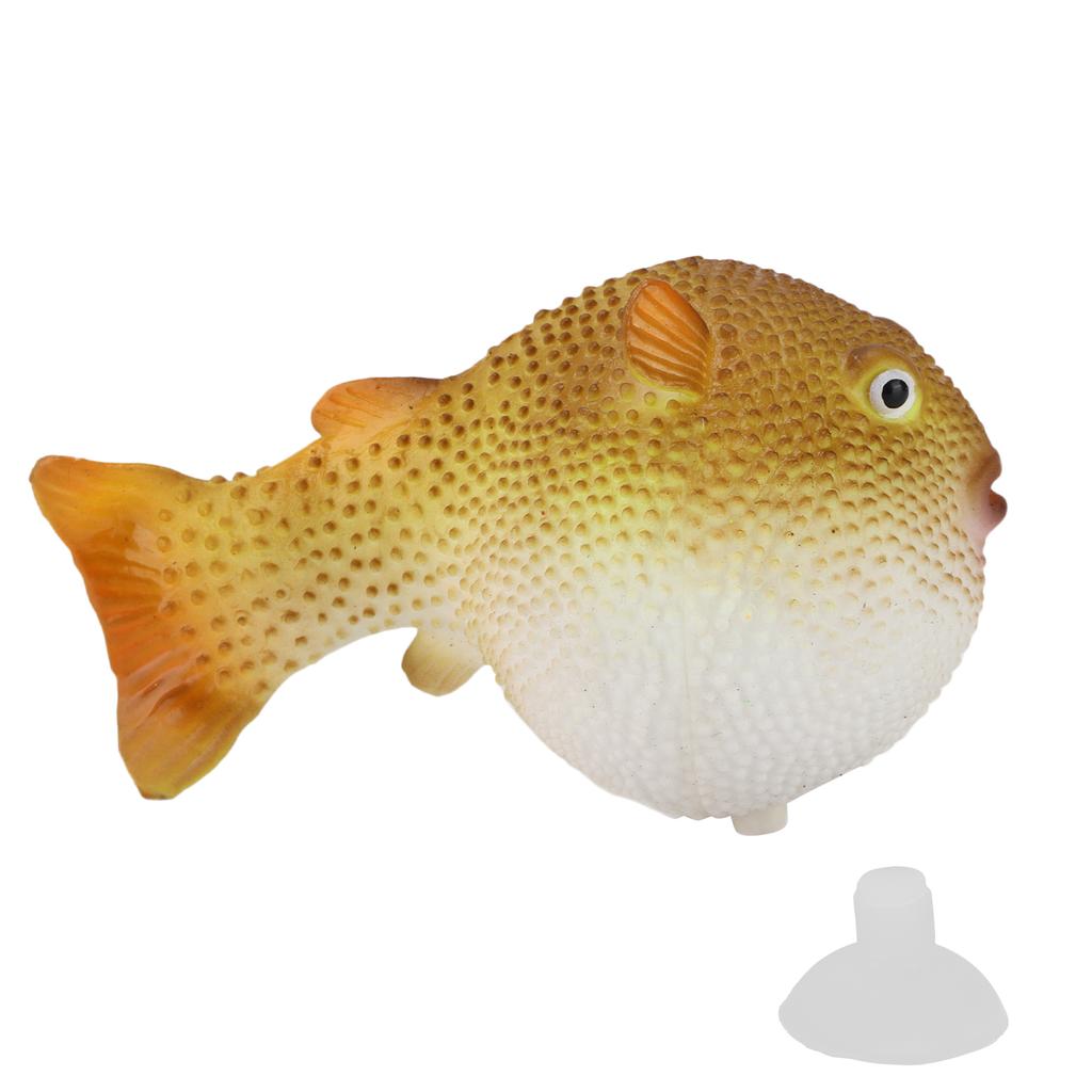 Aquarium Puffer Fish Luminous Simulation Rubber Fish with Suction Cup for Fish TanksOrange