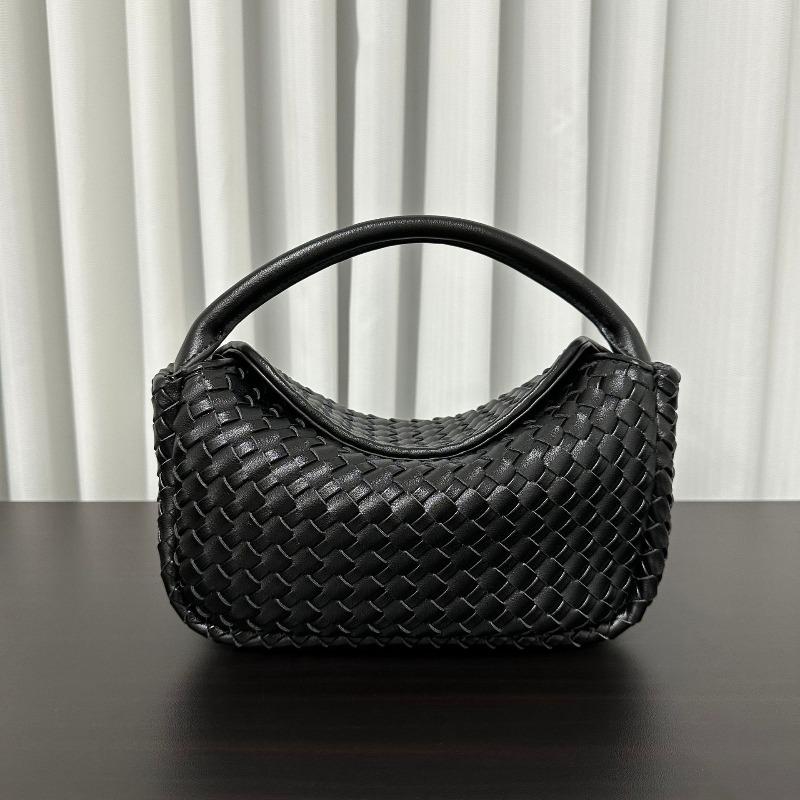 Новая плетёная кожаная сумка-ланчбокс, сумка под мышку, наплечный рюкзак, женская мини-сумка, высококачественная, модная, универсальная 25*14*8cm чёрный