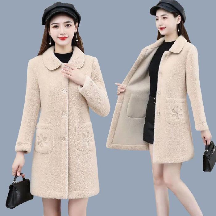 Elegant Faux Mink Velvet Coat for Women - Vintage 50s & 60s Style, Loose Fit, Plus Size, Ideal for Middle-Aged & Elderly Women
