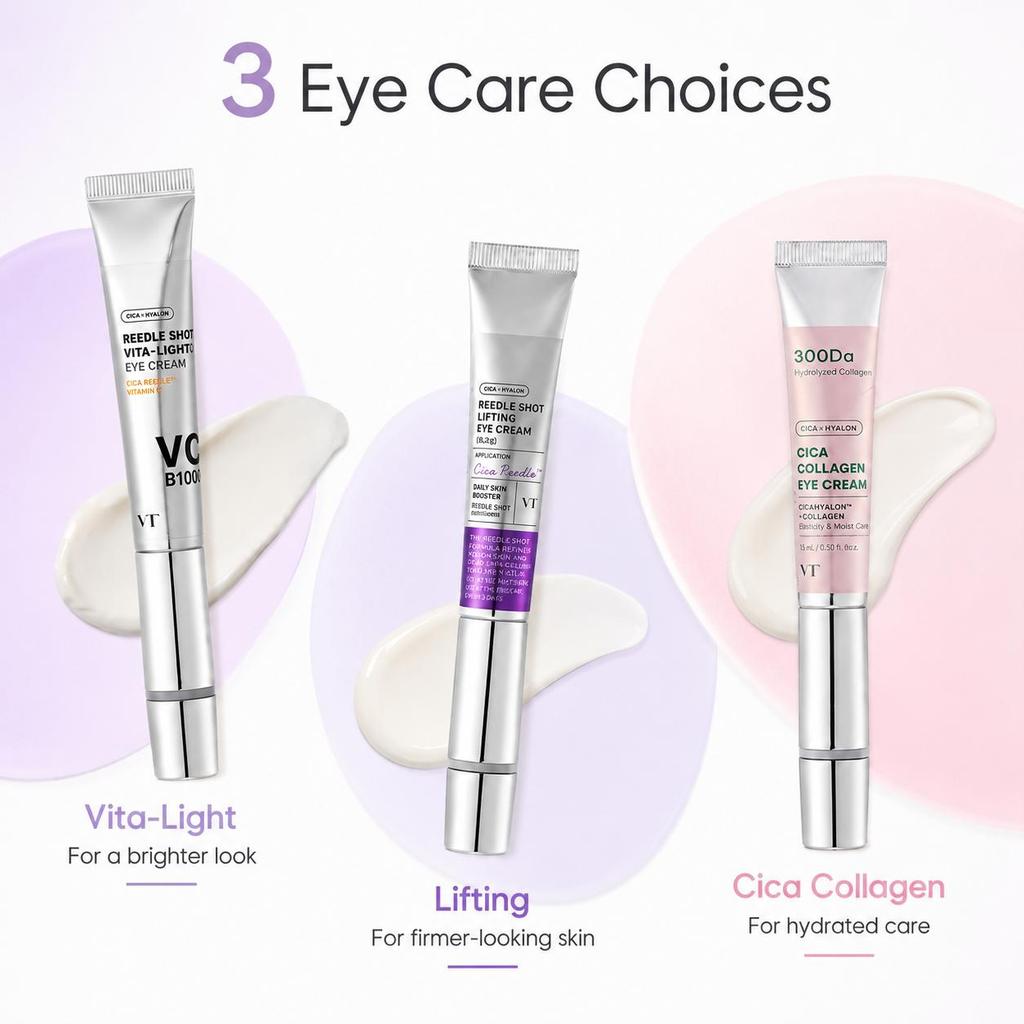 VT Cica Collageen/Reedle Shot Lifting/Riddle shot Vita-Licht Oogcrème 15ml