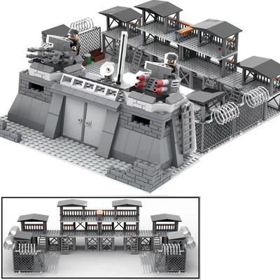 Battery Fort Guard Tower War Scene Base Building Blocks Military Construction Soldier Figures Weapons Blocks Set Bricks Toys