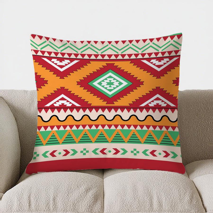 Colorful Geometric Pattern Double-sided Printed pillow cover Short plush Suitable living rooms bedrooms sofa throw cushion cover