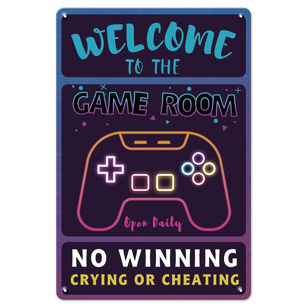 

Neon Style Welcome to the Game Room Funny Gaming Metal Tin Sign Wall Decor 20x30cm（7.8x11.8inch）