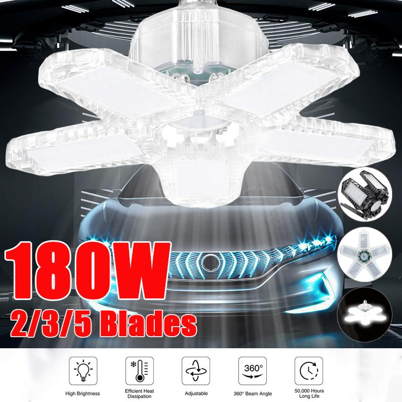 

200 Вт 10000 Лм Светодиодный гаражный светильник с 5 регулируемыми панелями E26/E27 Деформируемый потолочный светильник Лампа для освещения склада Для дома Мастерской чёрный