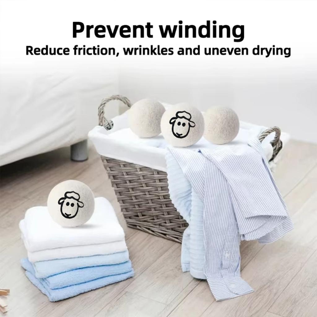 1-12Pcs Wool Dryer Balls 5/7cm Reusable Natural Fabric Softener  Home Wrinkle Reducer Washing Machine Cleaning Supplies Gadget