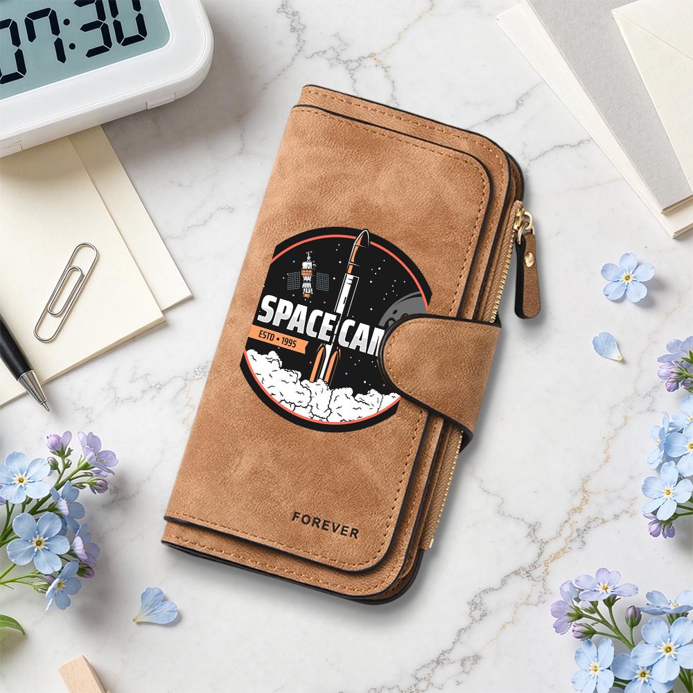 Retro Space Theme Long Purse Fashion Casual Multi Slot Card Holder Daily Portable Wallet