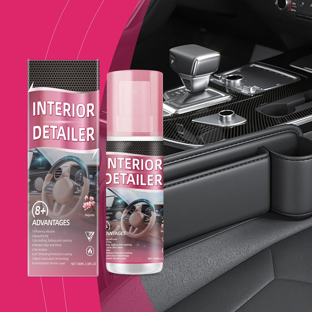 Pulitore Lucidante per Interni Auto 100ml, Senza Risciacquo Multiuso Interior Detailer Spray, Pulitore per Pelle Plastica per Auto Divano Casa