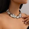Exaggerated Glossy Pleated Necklace Fashion Irregular Metallic Necklace Set