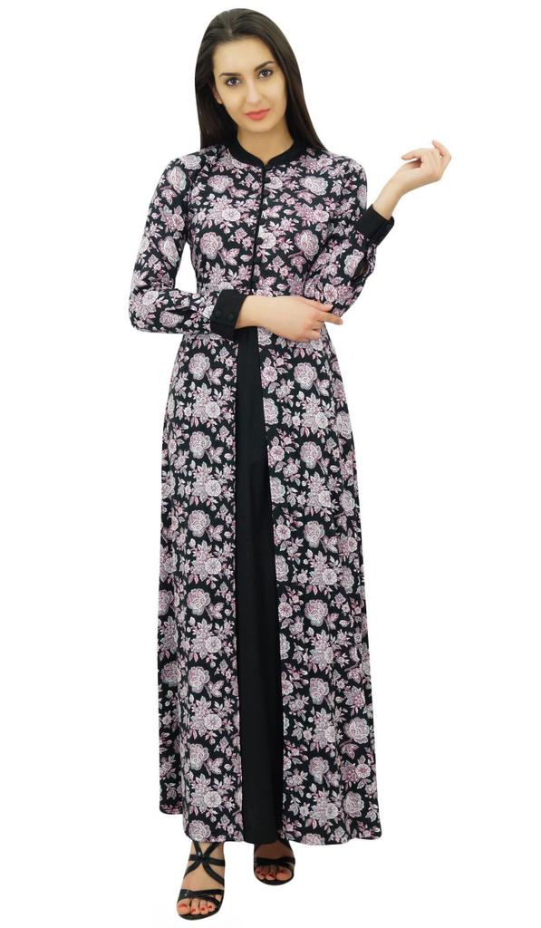 Bimba Women's Rayon Printed Maxi Winter Jilbab Dress