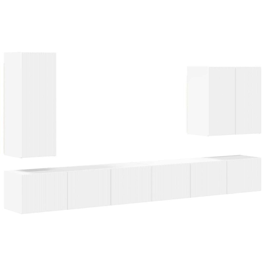 TV Wall Shelf Set Wall Mounted 6 pcs White