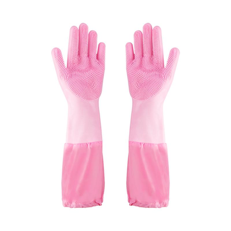 Silicone Dishwashing & Pet Care Gloves: Anti-Scratch, Thickened, Multi-Use, Extended Design