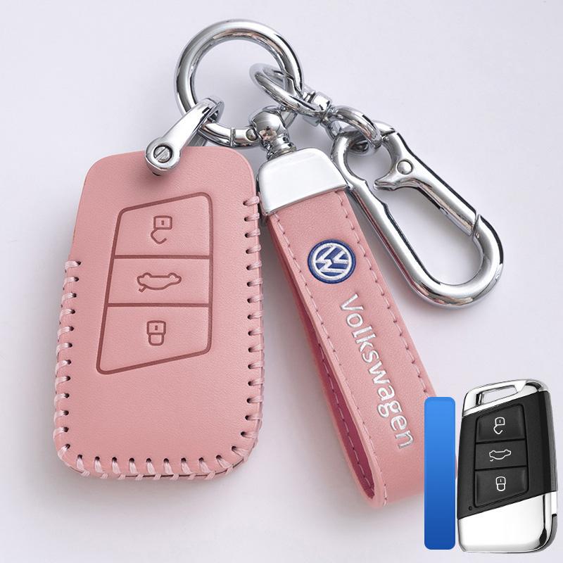 For VOLKSWAGEN VW Leather Car Remote Key Case Cover Protection Holder Shell Fob For VW Volkswagen Golf 7 MK7 Tiguan MK2 Auto Key
