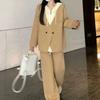 Spring and Autumn Long-sleeved Fake Two-piece Hooded Top Loose Large Size Belly-covering Trousers Suit for Women