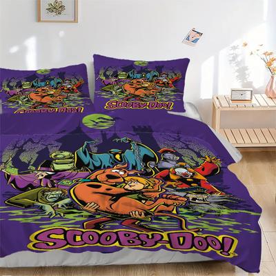 Scooby-Doo Mystery Poster Bettwäsche-Set Bettbezug Geschenk für Schlafzimmer, Enthält 1 Bettbezug und 2 Kissenbezüge, Ohne FüllungB207