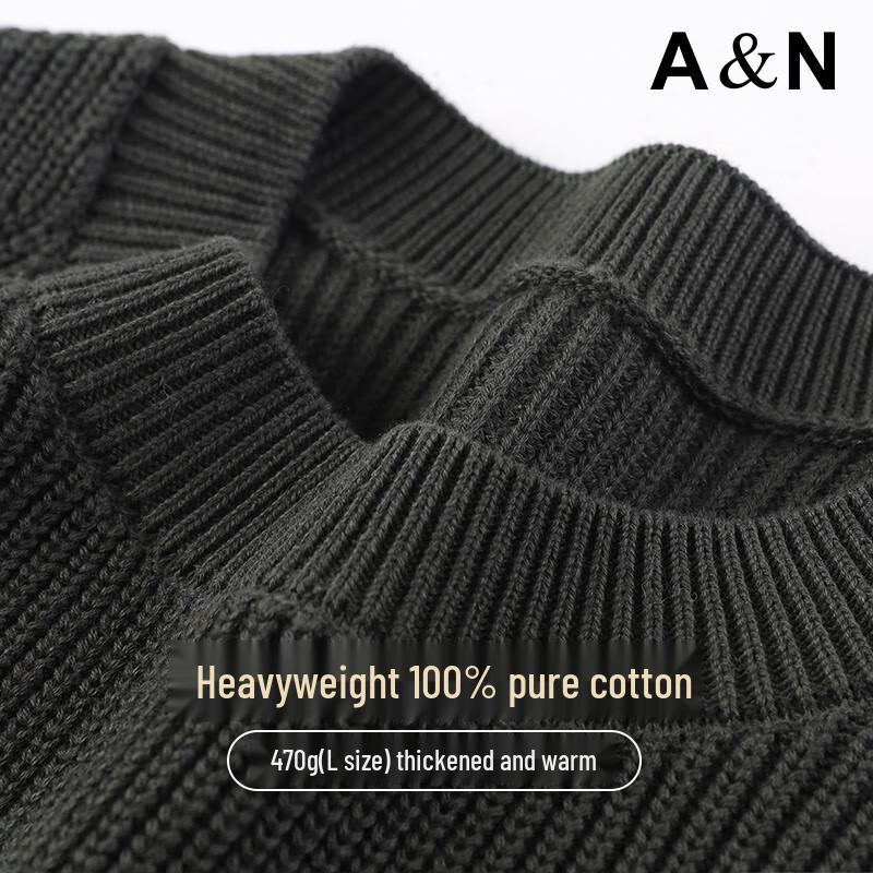 Men's 100% Cotton Heavy Knit Crew Neck Sweater