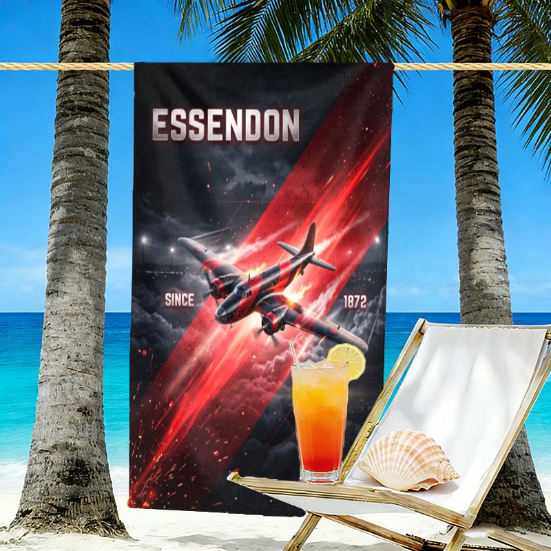 Essendon Football Print Beach Towel Design, Soft, Lightweight. for Home Bathroom, Spa, Pool, Yoga, Surfing, Camping, Gift for Family, Friend