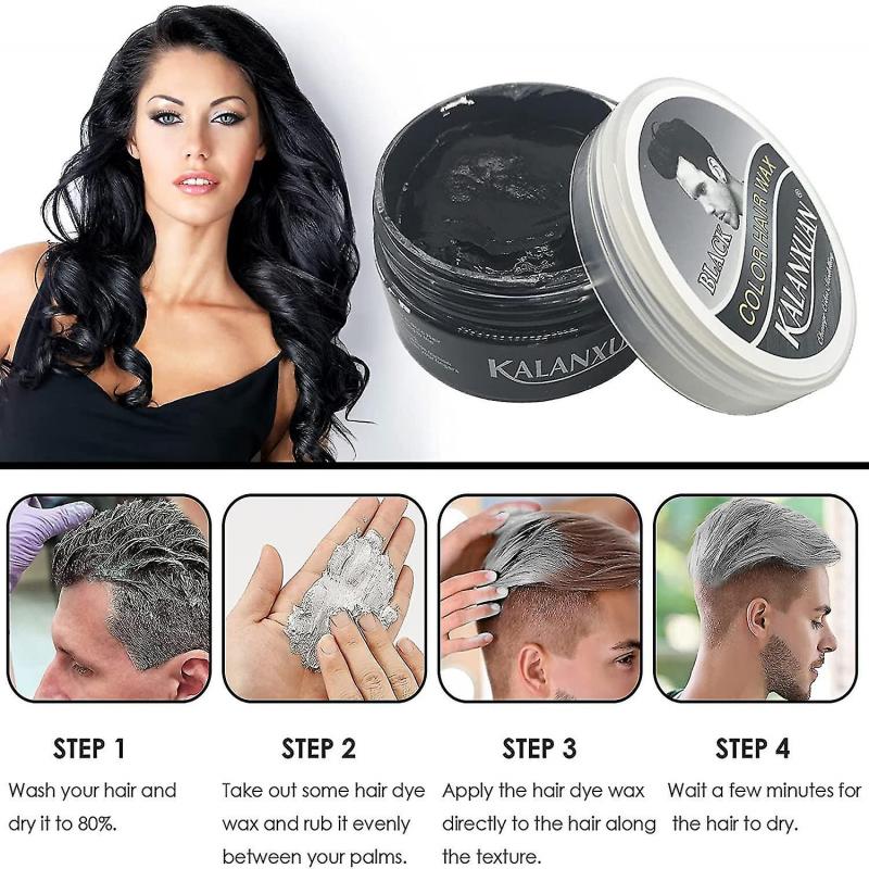 Temporary Hair Wax Colour, Black Hair Dye, Black Hair Wax Hair Style Dye Mud, Hair Spray Colour For Men Women Instant Styling