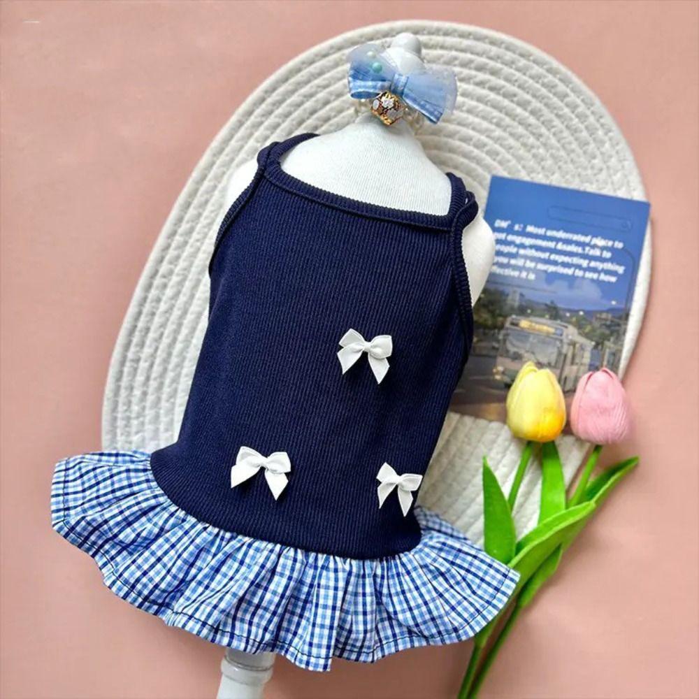 Thin Dog Princess Skirt Breathable Cat Bow Dress Comfort Pet Strap Dress Photograph